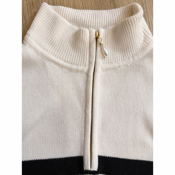 J. Crew Striped half-zip sweater with pearl zipper - Picture 7 of 10